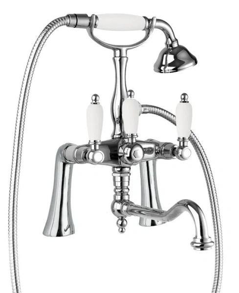Смеситель для ванны Cezares First хром ручки белые FIRST-PBV2-01-Bi (детальная фотография)