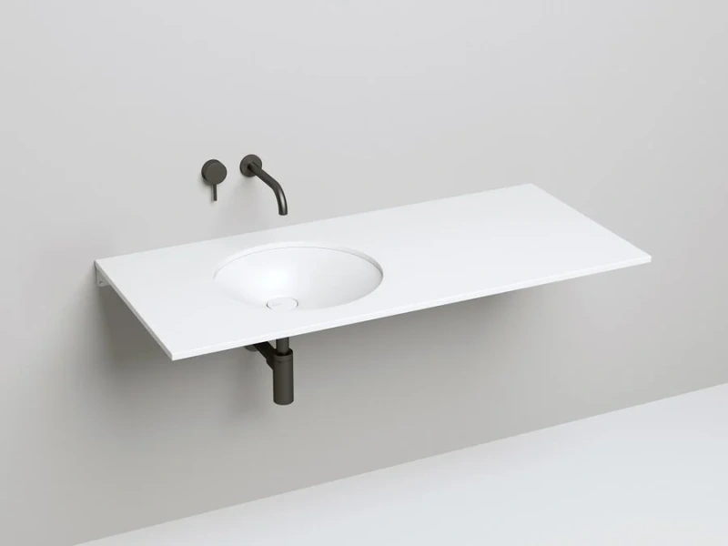 Раковина Salini Marea 08 42 см в цвете по RAL 1802208MF (детальная фотография), встраиваемые (в столешницу), пристенные