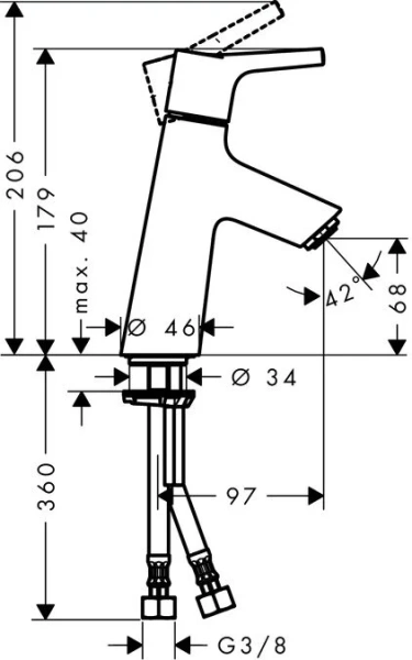 Смеситель для раковины Hansgrohe Talis S 72014000 (детальная фотография), для раковины