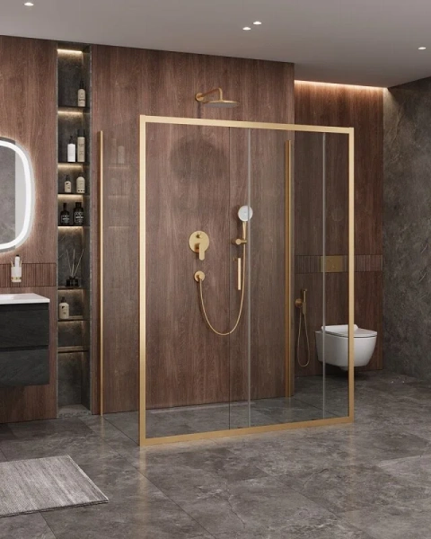 Душевой уголок Cezares Molveno 150х90 см прозрачное стекло профиль золото MOLVENO-AH-12-150/90-C-BORO-IV (детальная фотография), золото