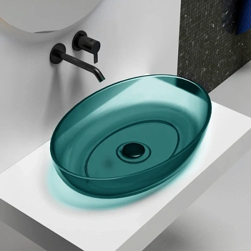 Раковина Abber Kristall 60 см бирюзовая - фото 5