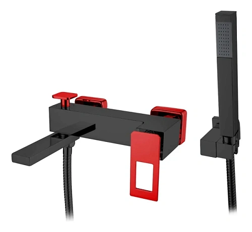 Смеситель для ванны Boheme Q черный/красный - фото 5