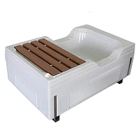 Акриловая ванна Radomir Тахарат 1-01-0-0-1-166, 120 х 80 см, рама-подставка с декоративными ножками, слив, комплект панелей, сиденье из террасной доски