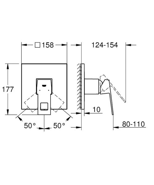 Смеситель для душа встраиваемый Grohe Eurocube 24061000 (детальная фотография), для душа