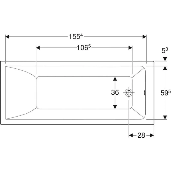 Ванна акриловая Geberit Renova Plan 554.304.01.1, 170 х 70 см, белая (детальная фотография), 170х70