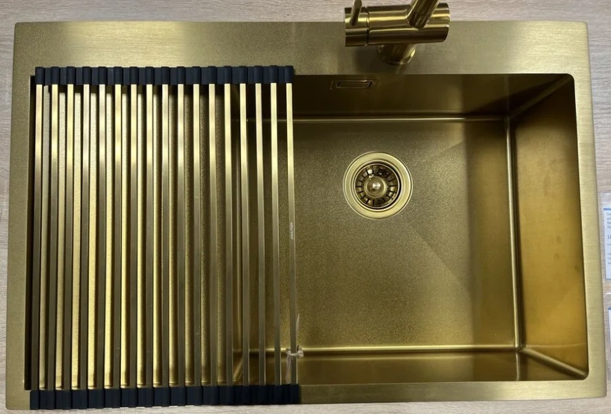 Ролл-мат для кухонных моек Paulmark 37.5 см брашированное золото R375-BG (детальная фотография), в наличии index_2