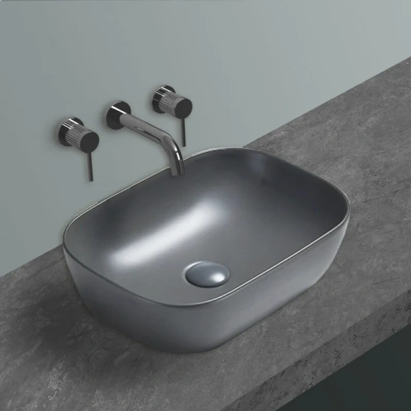Раковина Vincea 45.5 см серая матовая VBS-102MG (детальная фотография), накладные (на столешницу)