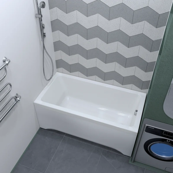 Акриловая ванна Радомир Джоанна 2-89-2-0-1-252Р, 140 x 70 см, фронтальный экран, каркас разборный, сифон, слив-перелив автомат в комплекте, белая (детальная фотография), современныe, hi-tech