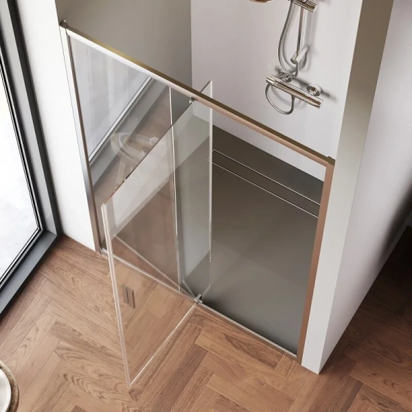 Душевая дверь в нишу Am.Pm Gem 120 см профиль хром матовый W90G-120-1P-MT (детальная фотография), в нишу, стеклянные