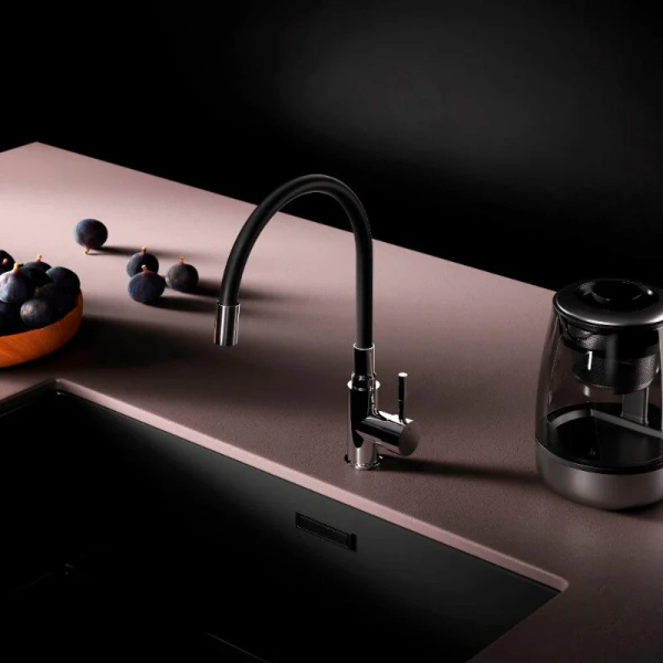 Смеситель для кухни Am.Pm X-Joy S хром/черный F85B07602 (детальная фотография), хром, черные, комбинированные