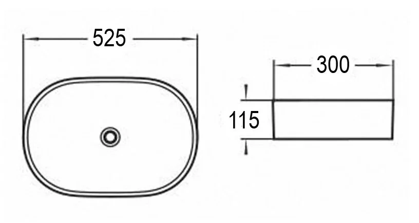Раковина Azario 52.5 см накладная AZ-1048 SP (детальная фотография), современные, hi-tech