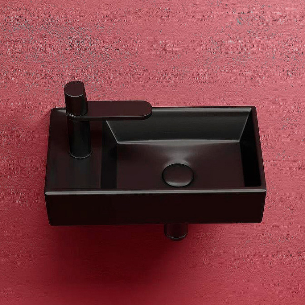 Раковина Ceramica Nova Element 40 см чаша справа черная CN6051RMB (детальная фотография), подвесные, пристенные