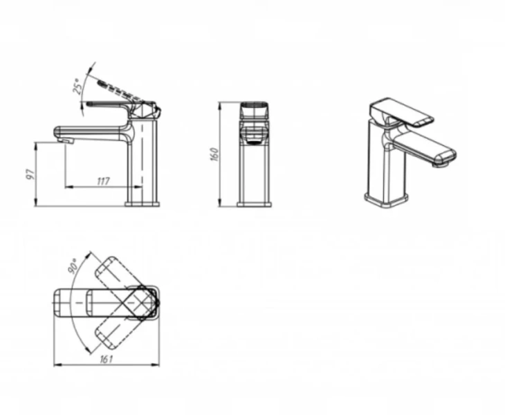Смеситель для раковины Bravat Freya F1367400CP-RUS (детальная фотография), для раковины