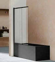 Шторка для ванны Vincea 100х145 см черная стекло прозрачное