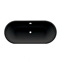 Ванна стальная Bette Lux Oval, 180 х 80 х 45 см, с шумоизоляцией, черная матовая, для удлиненного слива-перелива, 3466-035