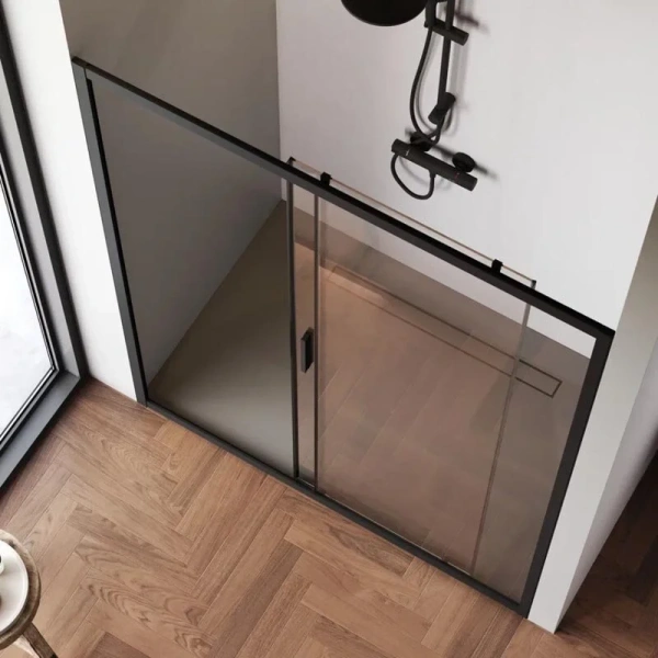 Душевая дверь в нишу AM.PM Gem Solo 150 см профиль черный стекло прозрачное W90G-150-1-195BT (детальная фотография), в наличии