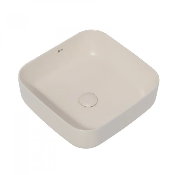 Раковина Abber Rechteck 38,5 см светло-бежевая матовая AC2211MBE (детальная фотография), маленькие, в форме чаши, квадратная