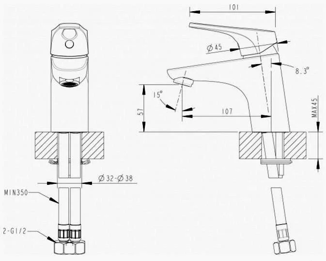 Смеситель для умывальника Bravat Drop-D F148162C (детальная фотография), для раковины