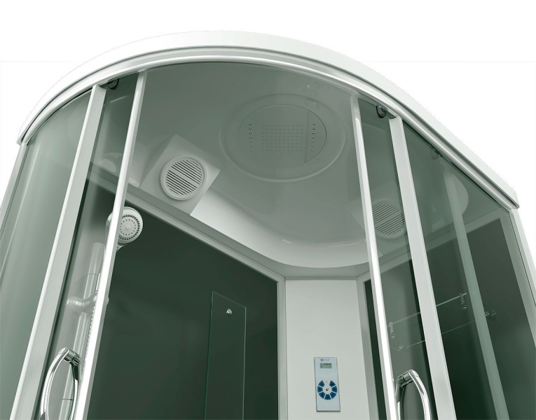 Душевая кабина правосторонняя, задняя стенка чёрная, стекло тонированное, Erlit Comfort ER4512TPR-C4 ER4512TPR-C4-RUS (детальная фотография), 120х80