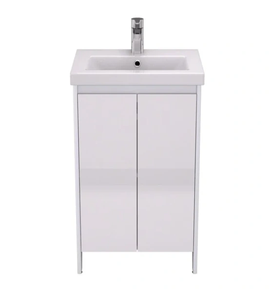 Тумба с раковиной напольная Velvex Klaufs tnKLA.50.2D-61 50 см с распашными дверцами (детальная фотография), современная, hi-tech