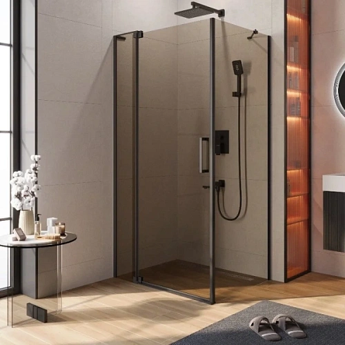Душевой уголок Cezares Slider 110х80 см стекло бронзовое профиль черный - фото 7