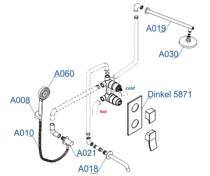 Душевой комплект WasserKRAFT Dinkel хром A175819 (детальная фотография), хром