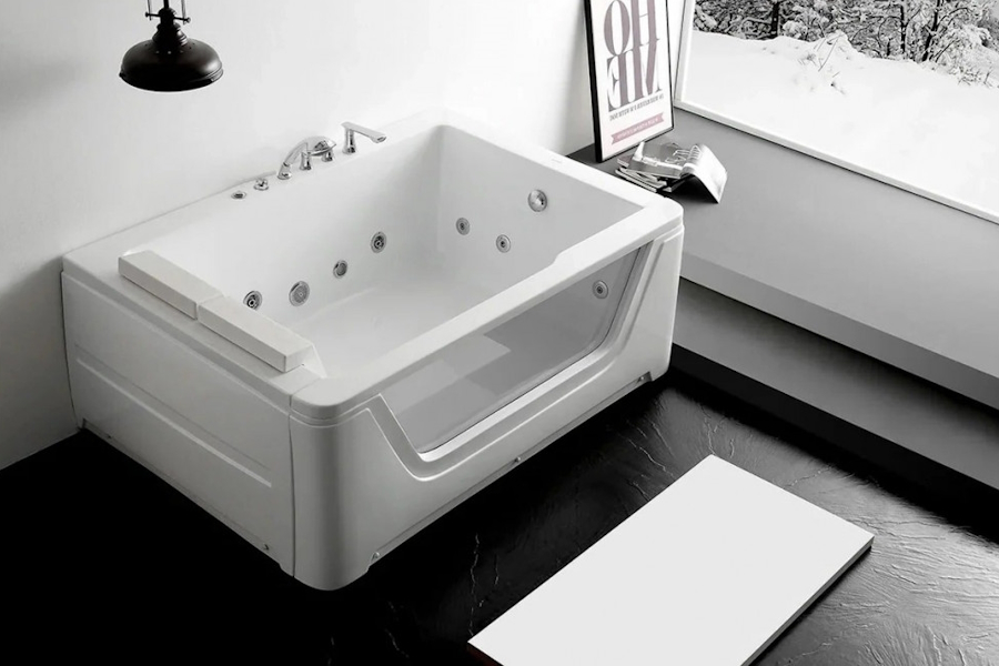 Ванна акриловая Gemy 172х121 см с гидромассажем G9226 B (детальная фотография), акриловые, стеклянные