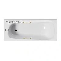 Чугунная ванна Vinsent Veron Concept VCO1657042H/VH0012GD, 165 x 70 см, ручки золото, цвет белый