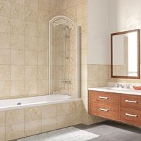 Душевая шторка на ванную профиль матовый хром стекло прозрачное рисунок матовый Vegas-glass