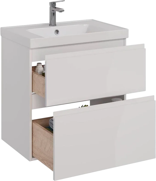 Тумба под раковину подвесная Lemark Veon 70 см белый глянец LM01V70T (детальная фотография), современная, hi-tech