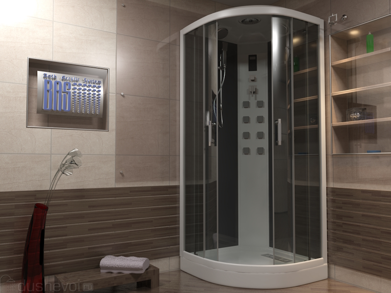 Душевая кабина с гидромассажем Bas Адрия 90 (детальная фотография), 90х90