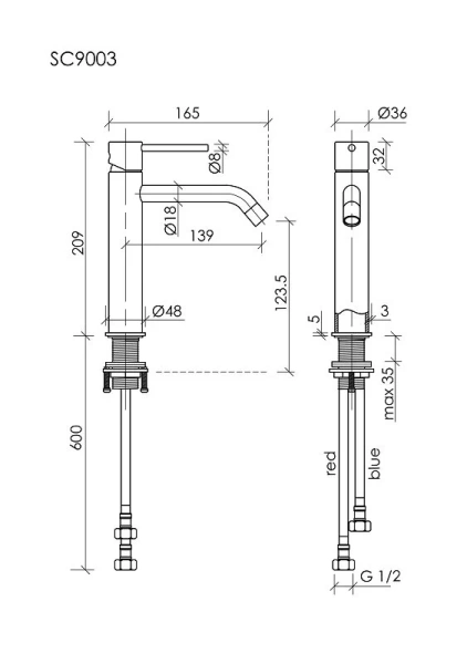 Смеситель для раковины Sancos Etna брашированное золото SC9003BG (детальная фотография), для раковины