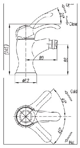 Смеситель для биде Cezares Lira хром LIRA-C-BS1-01 (детальная фотография), для биде