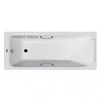 Чугунная ванна Vinsent Veron Italon VIT1707045H/VH0012CH-AS, 170 x 70 см, с антискользящим покрытием, ручки хром, цвет белый