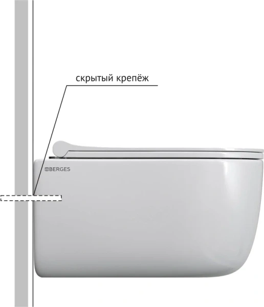 Унитаз с инсталляцией BERGES Ego кнопка черная Soft Touch 043311 (детальная фотография), с инсталляцией index_1