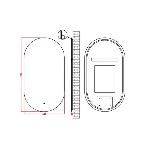 Зеркало с подсветкой Boheme 60 см графит матовый 568-GM (детальная фотография), по запросу