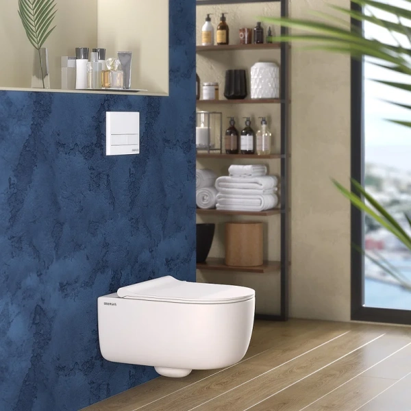 Унитаз подвесной BERGES Ego с сиденьем (детальная фотография), белые, черные, цветные