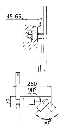 Смеситель для душа Cezares Porta белый матовый PORTA-VDM2-BIO (детальная фотография), для душа