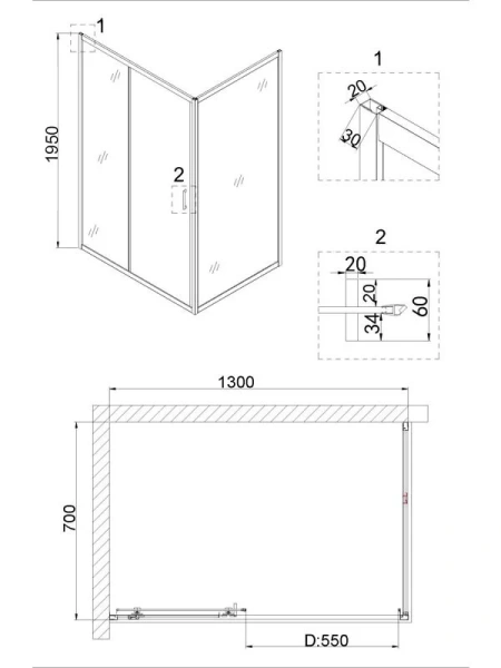 Душевая дверь в нишу Niagara Nova 130 см раздвижная (детальная фотография), современные, hi-tech