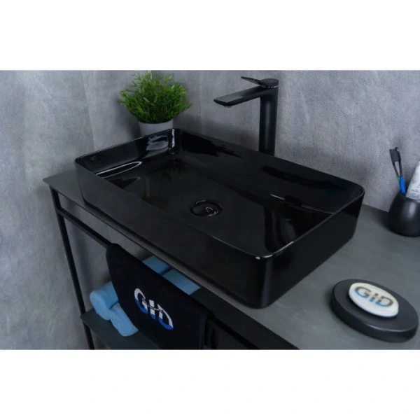 Раковина GID Geometrico BL9396 60 см черная 53346 (детальная фотография), керамические