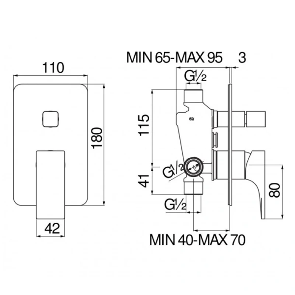 Смеситель для душа Nobili Seven черный матовый SE124100BM (детальная фотография), для душа