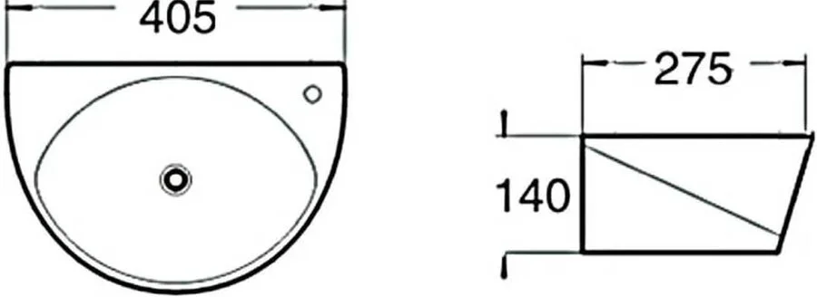 Раковина SantiLine 41 см керамическая SL-2016 (детальная фотография), современные, hi-tech