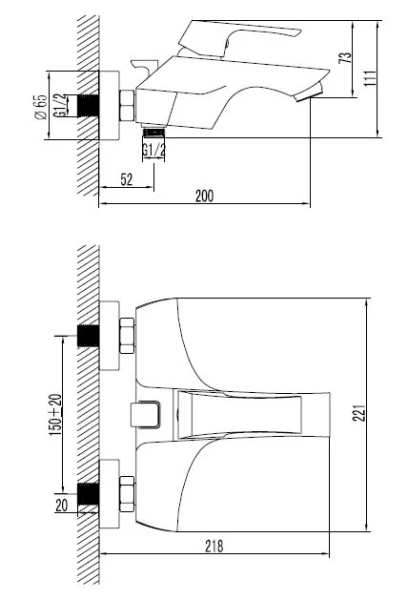 Смеситель для ванны Lemark Unit LM4502C (детальная фотография), для ванны