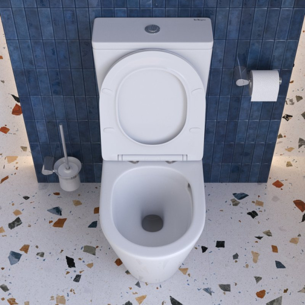 Чаша для унитаза-компакта BelBagno Flay-R безободковая BB2149CP-TOR/SC (детальная фотография), безободковые, сиденье с микролифтом , с антивсплеском, компакт, низкие