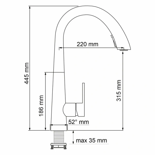 Смеситель для кухни WasserKRAFT A86 с выдвижной лейкой (детальная фотография), для кухни