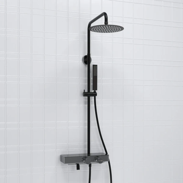 Душевая стойка WasserKRAFT Abens черная Soft-touch A114.258.218.CB Thermo (детальная фотография), черные