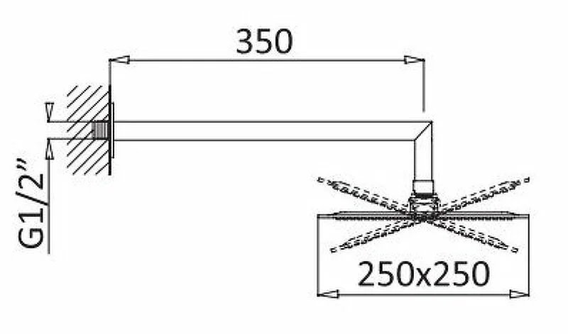 Верхний душ Cezares CZR хром CZR-B-TDD-25-01 (детальная фотография), верхние души