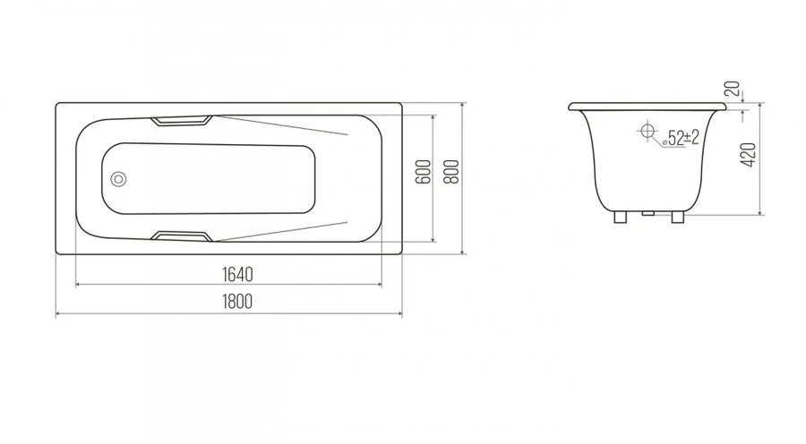Ванна чугунная Goldman Saga SG18080, 180 х 80 см, цвет белый (детальная фотография), чугунные