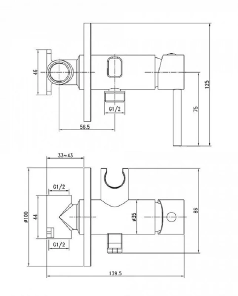 Гигиенический душ со смесителем IDDIS Axes хром 003SBR0i08 (детальная фотография), для туалета