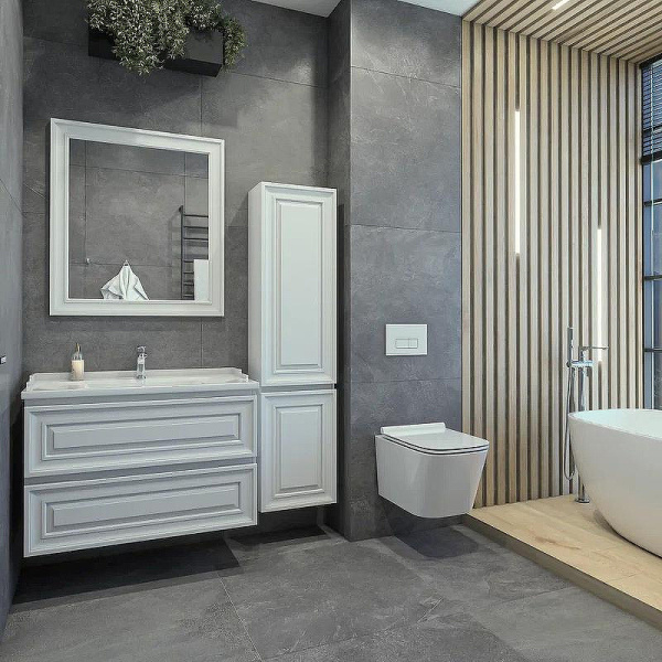 Шкаф-пенал подвесной Caprigo Ponza 40 см белый, правый 13550R-В231 (детальная фотография), 40 см